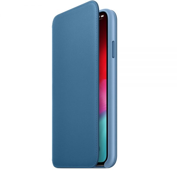 iPhone Xs Max Leather Folio Cape Cod Blue open