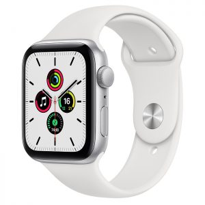 Apple Watch SE 44mm Silver Aluminium Case with White Sport Band